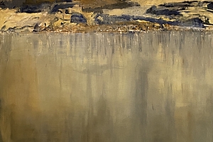 Spiegelung, 2018, Oel, Pigment auf Leinwand, 140x100 cm