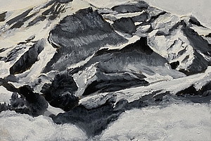 Saanenlandschaft, 2008, Oel und Pigment auf Leinwand, 40x40cm