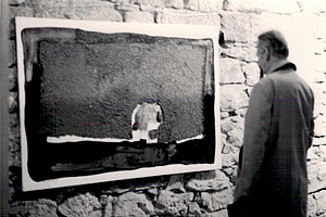 Dunkel-Licht, Oel, Sand, Pigment auf Leinwand, 1970