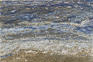 Wellenlichter 1, 2013, Pigment, Sand, Binder auf Holz, 28x35 cm