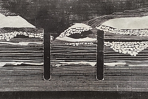 Magischer Boden, 1972, Holzschnitt, 32,8x53,3 cm